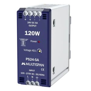 24VDC Panel Power Supply, 5 Amp DIN Rail Mount (PS24-5A)